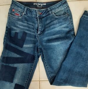 Peace Love World Crop Jeans Love Print